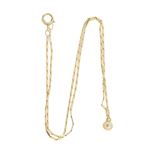 67 - An 18ct gold brilliant-cut diamond single-stone pendant, suspended from an integral chain, diamond e... 