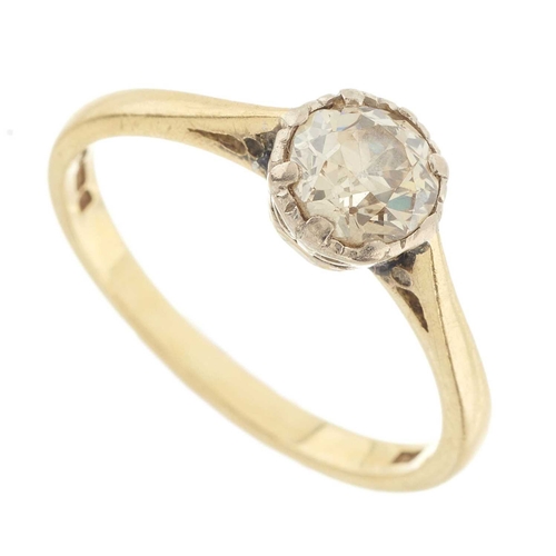 70 - An 18ct gold old-cut diamond single-stone ring, diamond estimated weight 0.75ct, tinted colour, VS c... 