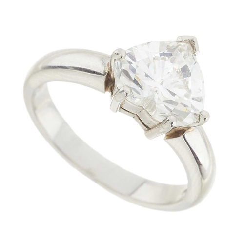 86 - A platinum heart-shape diamond single-stone ring, diamond laser inscribed 137580-001, corresponding ... 