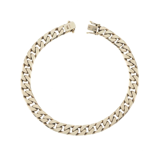 88 - An 18ct gold flat curb-link chain necklace, together with a matching bracelet, each with push-piece ... 