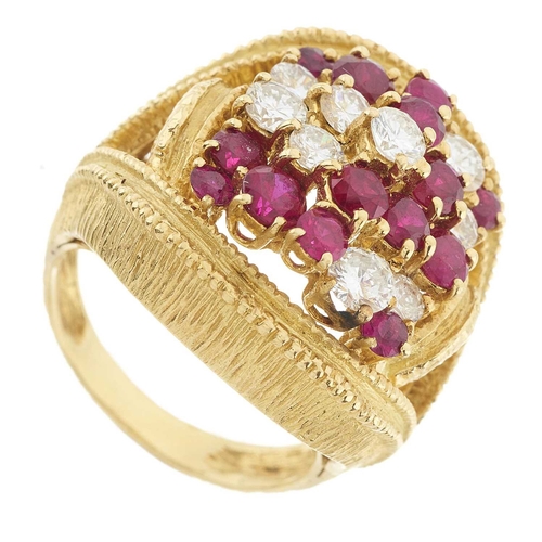 98 - Vacheron Constantin, a mid 20th century 18ct gold ruby and brilliant-cut diamond dress ring, maker's... 