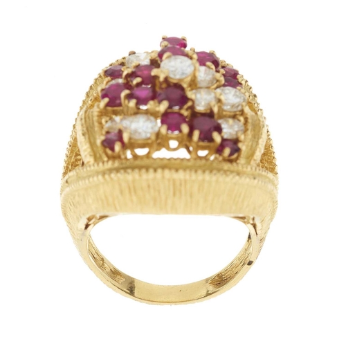 98 - Vacheron Constantin, a mid 20th century 18ct gold ruby and brilliant-cut diamond dress ring, maker's... 