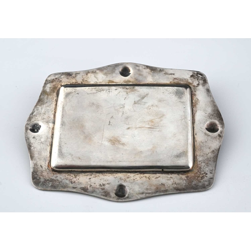 114 - An Arts and Crafts silver card tray, Birmingham 1907, rectangular form with ogee border, applied wir... 