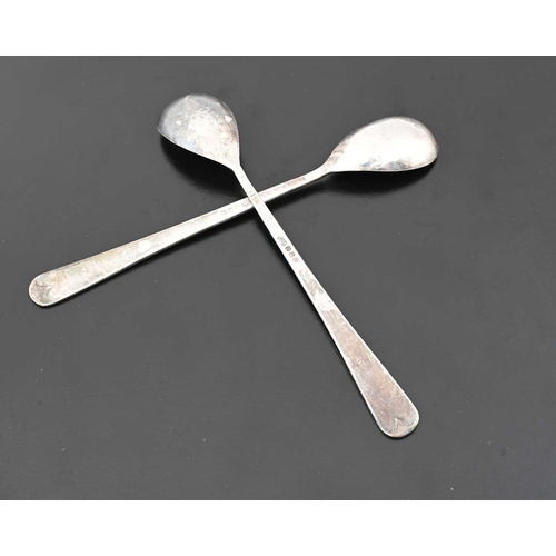 123 - Guild of Handicraft, a pair of Arts and Crafts style silver spoons, London 1969, planished pear shap... 