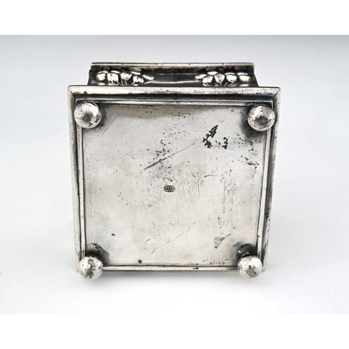 126 - Mortiz Hacker, a Secessionist silver plated casket, cuboid form, cast in relief with stylised berry ... 