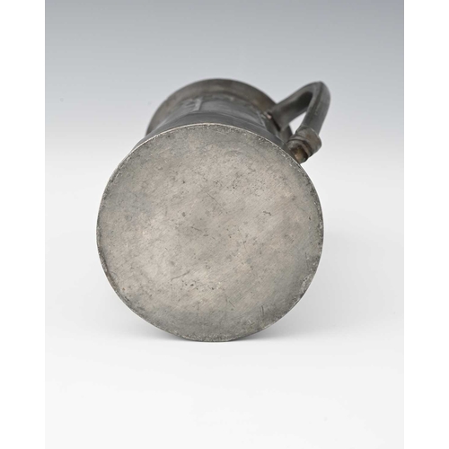 176 - David Veasey for Liberty and Co., an Arts and Crafts pewter twin handled vase, conical form, cast in... 