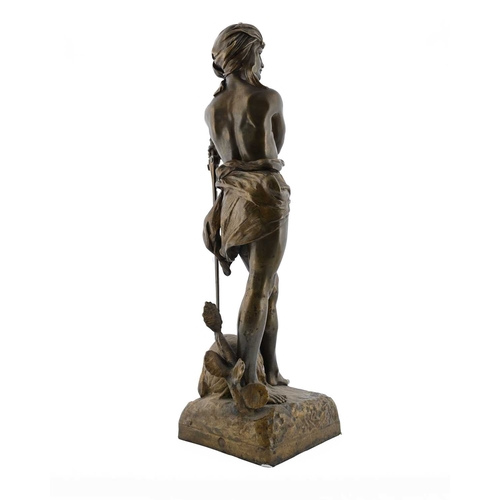 200 - Henri Honore Ple (1853-1922), David Vainqueur, an Art Nouveau bronze figure of David with the head o... 