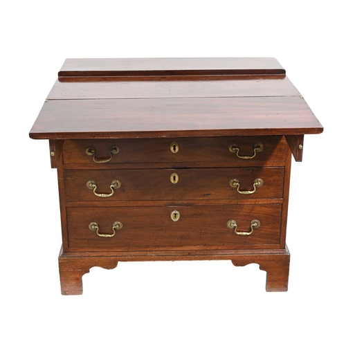 382 - A George III mahogany bachelor's chest of drawers, circa 1770, moulded hinged top, four long graduat... 