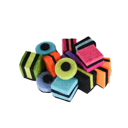 58 - Danielle Gori-Montanelli, a felt Licorice Allsorts brooch, length 9cm Provenance: Lesley Craze Galle... 