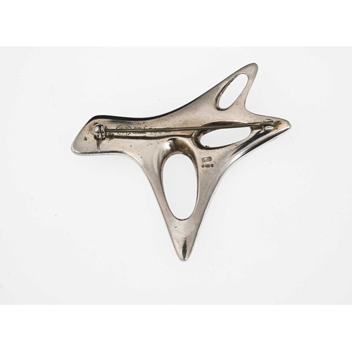 69 - Henning Koppel for Georg Jensen, a Modernist silver and enamelled brooch, model 323, abstract tree b... 