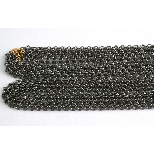 73 - Alison Evans, a titanium and 18ct gold mesh-link necklace, approximate length 83cm, 45.8g Provenance... 