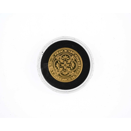 83 - A facsimile reproduction of an Edward III gold Double Leopard coin, numbered 1350 of 5000