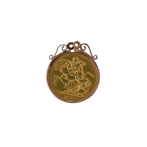 84 - Victoria, young head, gold full sovereign 1883, in 9 carat golf pendant mount