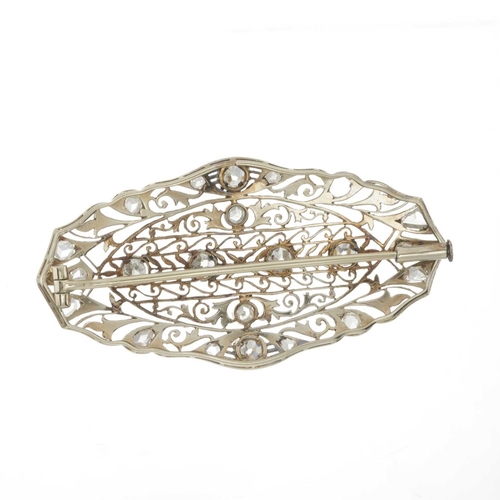 17 - A late 19th century old and rose-cut diamond openwork brooch, estimated total old-cut diamond weight... 