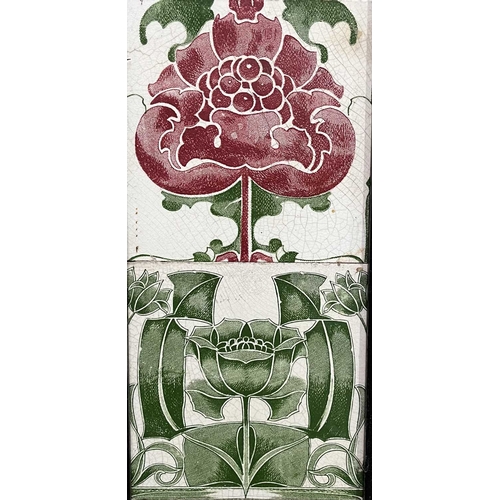 Victorian printed tiles including a set of floral specimen examples by ...