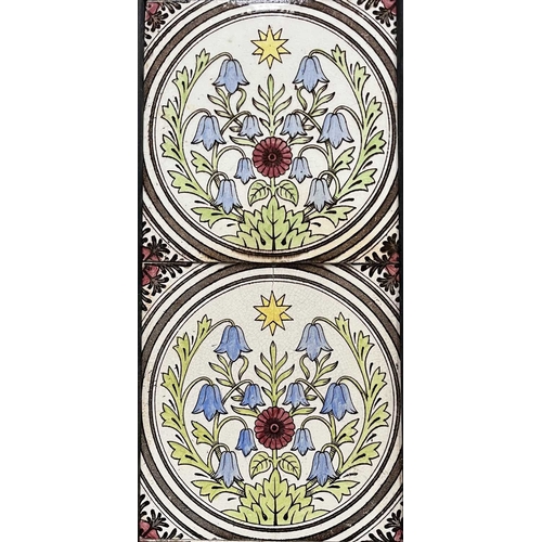 Aesthetic Movement tiles including Minton floral cartouche and roundel ...
