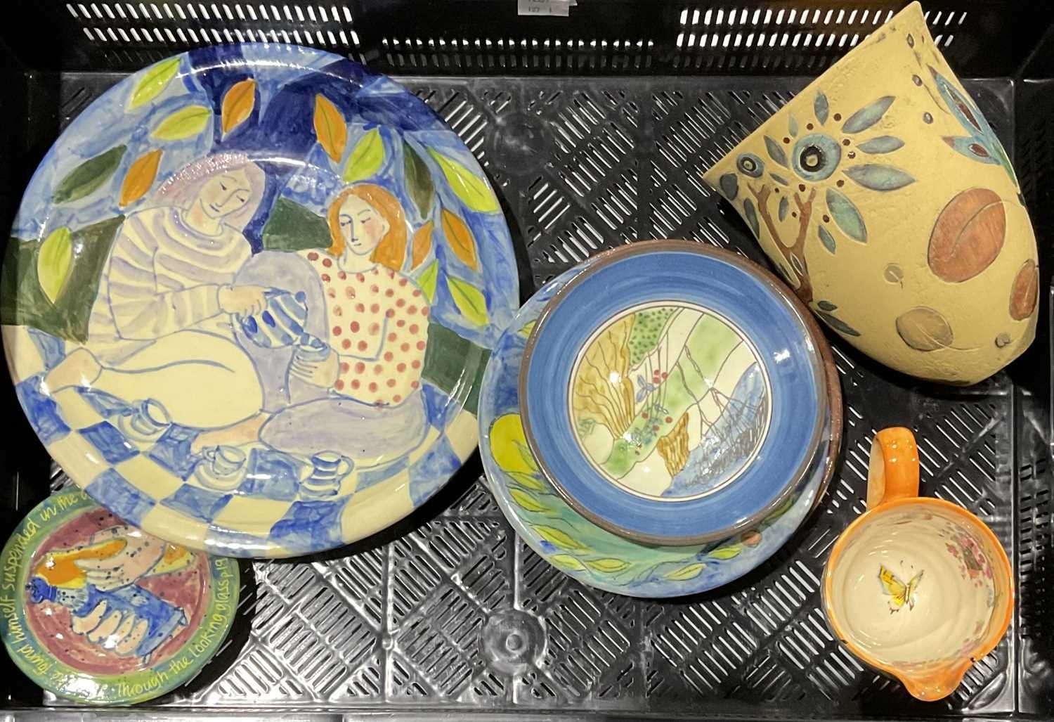 A large Forest of Dean studio pottery plate, potted by Victor Hugo and ...