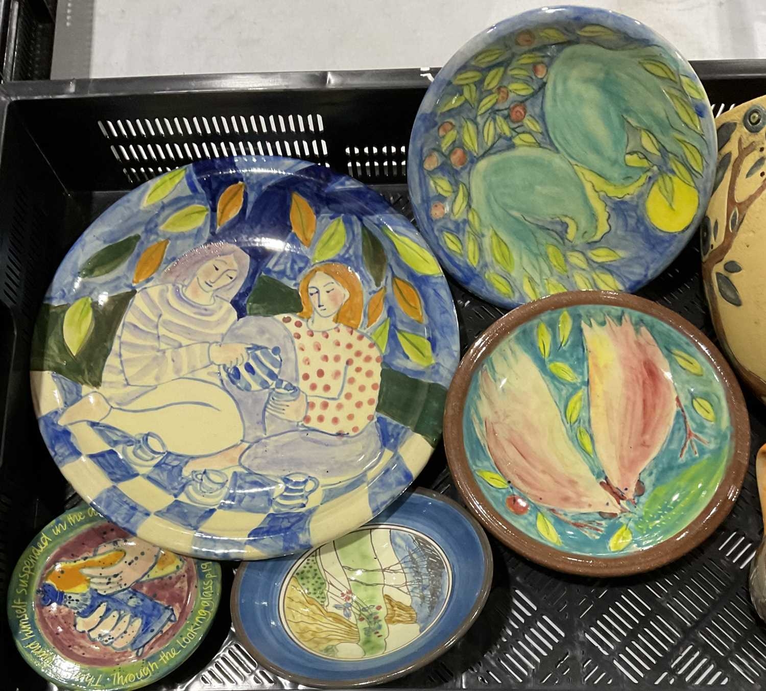 A large Forest of Dean studio pottery plate, potted by Victor Hugo and ...