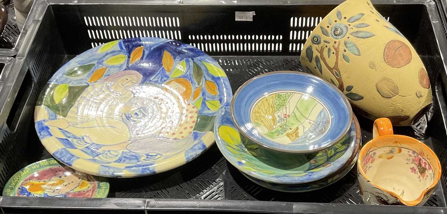 A large Forest of Dean studio pottery plate, potted by Victor Hugo and ...