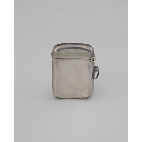 33 - Golf interest, an Edwardian silver vesta case, by Walker & Hall, Sheffield 1903, of rounded rectangu... 