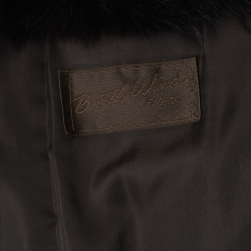 533 - Barth-Wind Furs, a chevron-patterned dark ranch mink and fox fur coat, featuring a fox fur lapel col... 