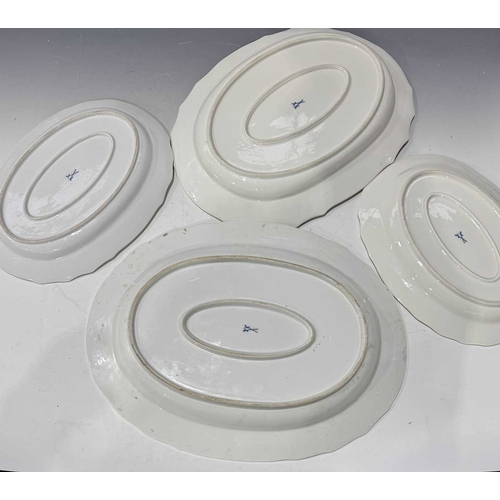 108 - A matched set of Meissen dinner plates, each painted with ornithological studies, insects and butter... 