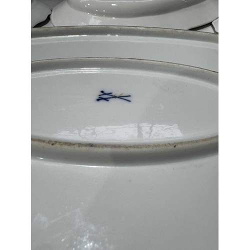 108 - A matched set of Meissen dinner plates, each painted with ornithological studies, insects and butter... 