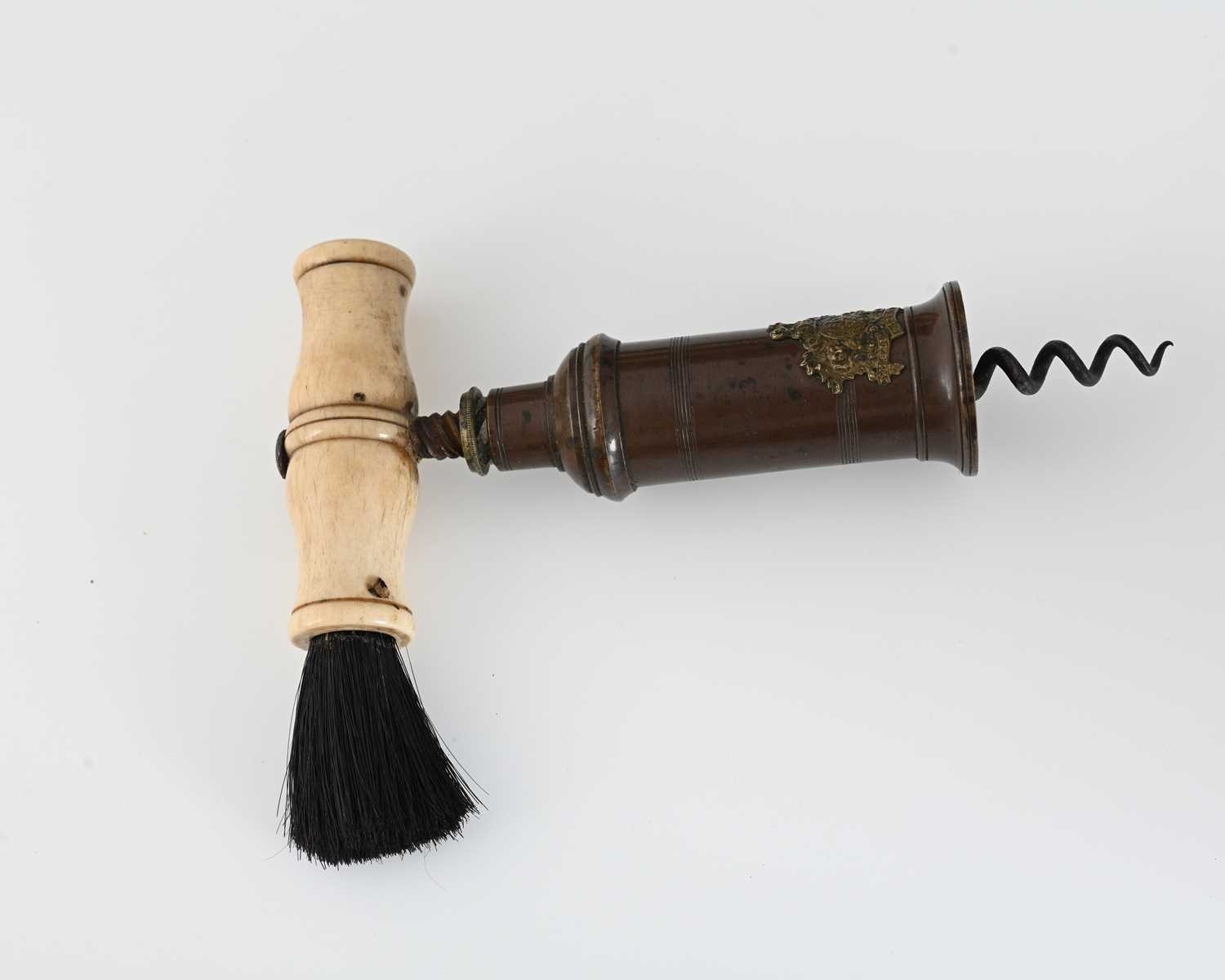 A 19th century brass and bone handled Thomason Patent corkscrew, the ...