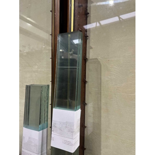 386 - Two wooden framed, glazed, model or display cabinets with glass shelves 96 by 65cm, 95 by 49cm (2)