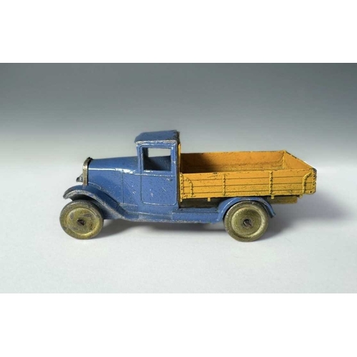 402 - An early Hornby Series, Meccano Ltd Liverpool, blue and yellow 22c motor truck, with yellow wheels (... 