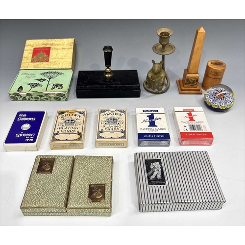 410 - A collection of playing cards, most unused, Thomas de la Rue 'Pierrot' cased set with sample card, b... 