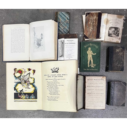 9 - A collection of miscellaneous books 18th century and later to include leather bound, marbled and emb... 