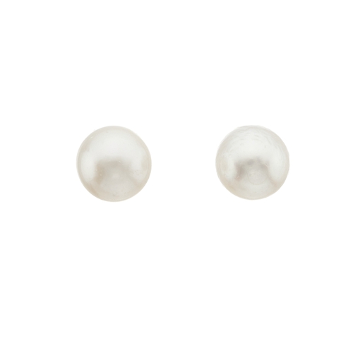 101 - A pair of gold natural pearl single-stone stud earrings, with report from AnchorCert stating natural... 