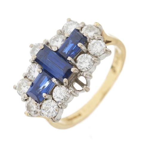 102 - An 18ct gold sapphire and brilliant-cut diamond cluster ring, total diamond weight 1.84ct, engraved ... 