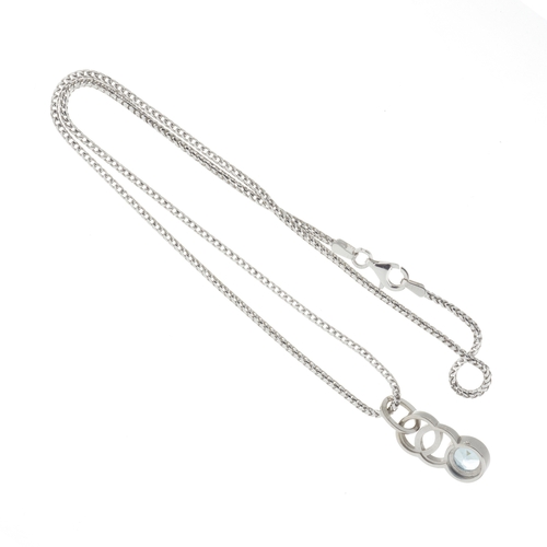 113 - A 9ct gold blue topaz single-stone pendant, suspended from an 18ct gold spiga-link chain, pendant st... 