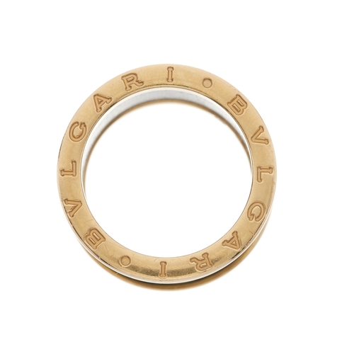 121 - Bulgari, an 18ct gold bowenite B.Zero1 band ring, signed Bulgari, serial F2MWKK, Italian assay marks... 