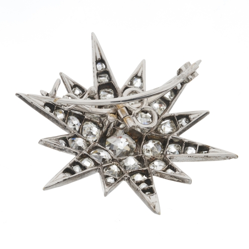 18 - A late 19th century old-cut diamond star brooch, estimated total diamond weight 5.50ct, H-J colour, ... 