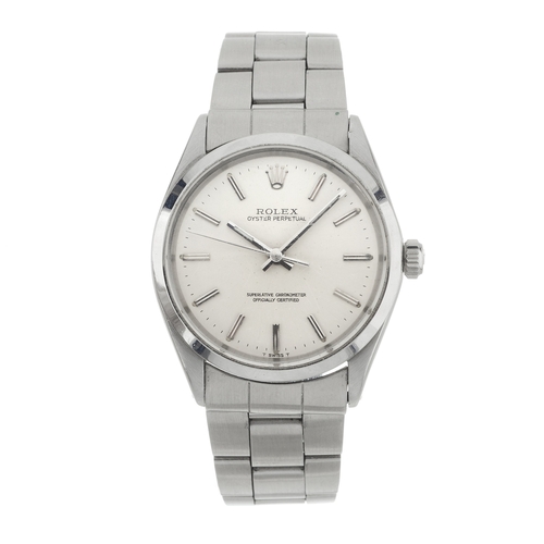 226 - 
Rolex 
An Oyster Perpetual bracelet watch
Case: Signed. Stainless steel. Reference 1002. Serial 18x... 