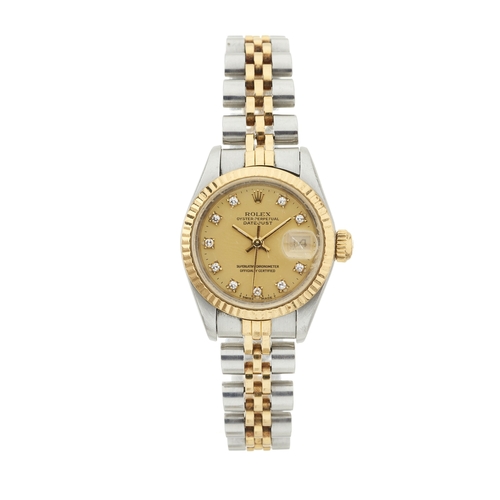 227 - 
Rolex 
An Oyster Perpetual Lady Datejust 26 bracelet watch. Circa 1986
Case: Signed. Bi-metal. Refe... 