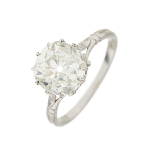 23 - An early 20th century platinum old-cut diamond single-stone ring, diamond estimated weight 3.50ct, L... 