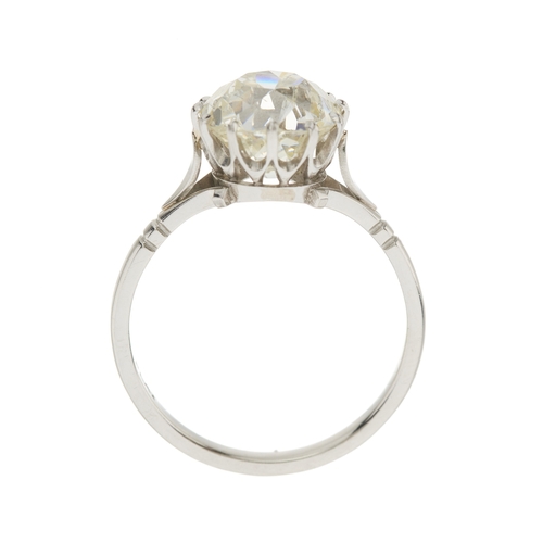 23 - An early 20th century platinum old-cut diamond single-stone ring, diamond estimated weight 3.50ct, L... 