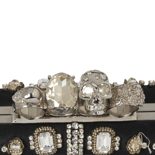 244 - Alexander McQueen, an embellished Knuckle Box clutch, designed with a black satin, crystal-embellish... 
