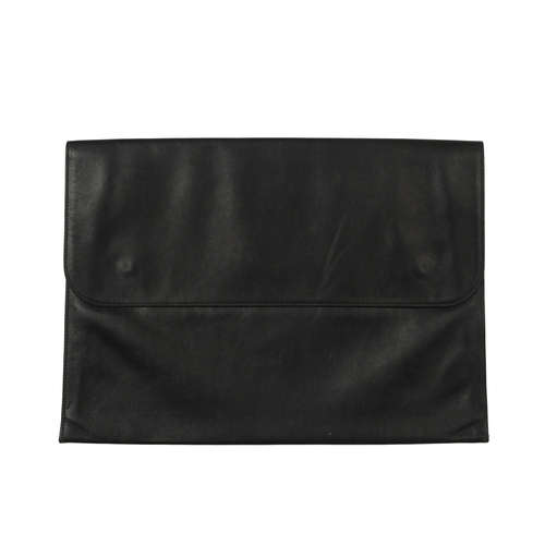 247 - Asprey, a black leather A4 document case, crafted from soft black lambskin leather, featuring a rear... 