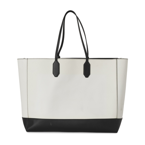 250 - Balmain, a large leather logo tote bag, featuring a black and white leather exterior, featuring the ... 