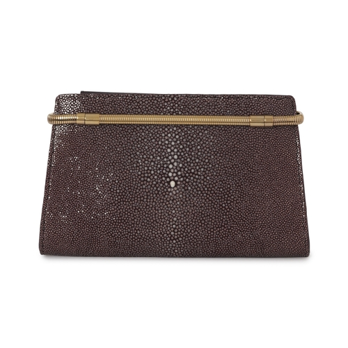 255 - Bulgari, a Shagreen Tubogas chain clutch, crafted from glossy purple stingray leather, with smooth l... 