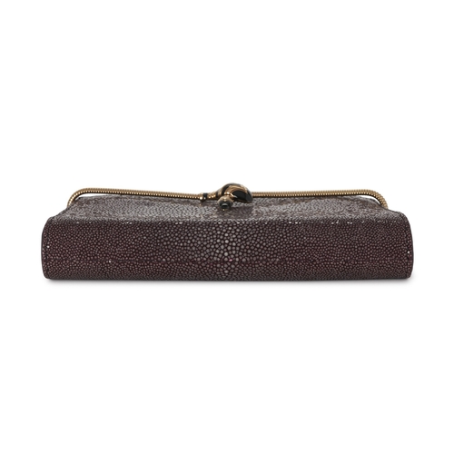 255 - Bulgari, a Shagreen Tubogas chain clutch, crafted from glossy purple stingray leather, with smooth l... 