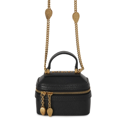 256 - Bulgari, a small Serpenti Forever jewellery box bag, crafted from black calf leather, with gold-tone... 