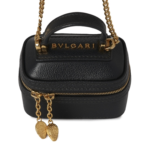 256 - Bulgari, a small Serpenti Forever jewellery box bag, crafted from black calf leather, with gold-tone... 