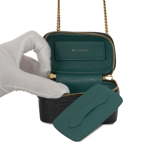 256 - Bulgari, a small Serpenti Forever jewellery box bag, crafted from black calf leather, with gold-tone... 
