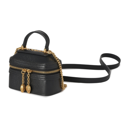 256 - Bulgari, a small Serpenti Forever jewellery box bag, crafted from black calf leather, with gold-tone... 